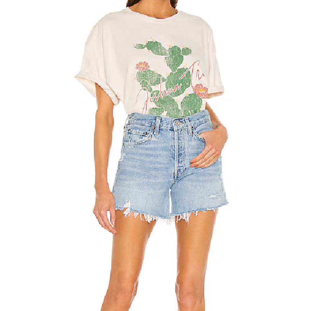 Agolde Parker Long Shorts Denim Cut Off